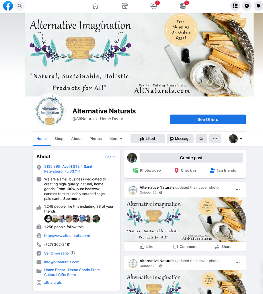 Alternative Imagination Facebook Page Screenshot