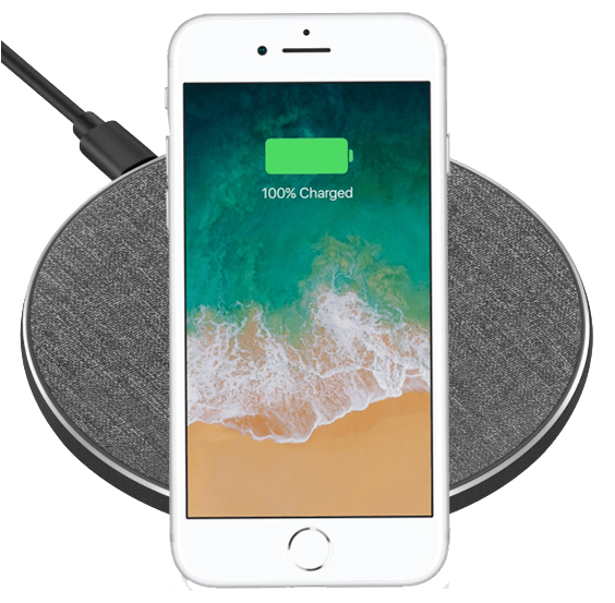 Trådløs iPhone oplader 10W - Grå tekstil