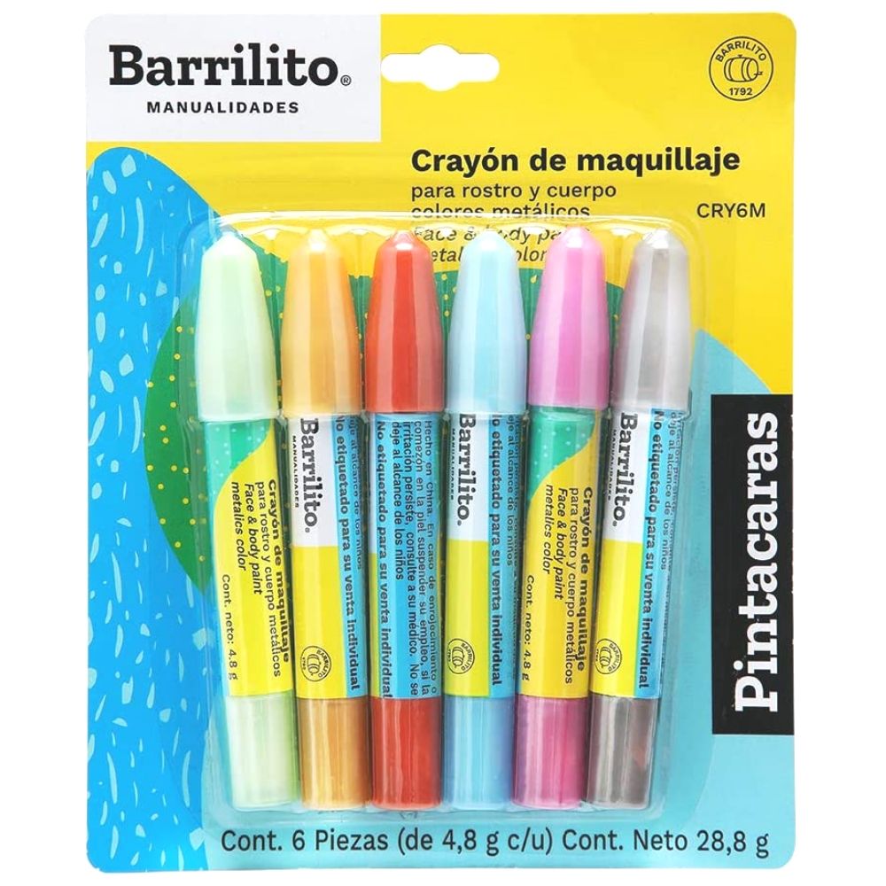 pureza globo Paciencia 6 Crayones Maquillaje Fantasia Colores Metálicos Niños Oro - Hobbees