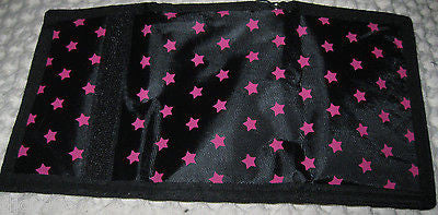 Black and PINK STARS Wallet Unisex Men's 4.5" x 3" W-New in Package!
