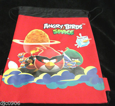 RED ANGRY BIRDS FACE DRAWSTRING BAG BACKPACK TRAVEL STRING  BAG-ROVIO-NEW!!