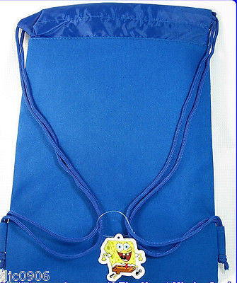 NICK JR. SPONGE BOB SQUAREPANTS BLUE DRAWSTRING BAG BACKPACK TRAVEL STRING -NEW