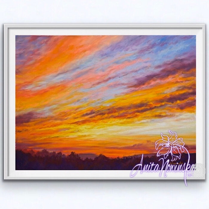 Evening Glow Original Sunset Painting Anita Nowinska