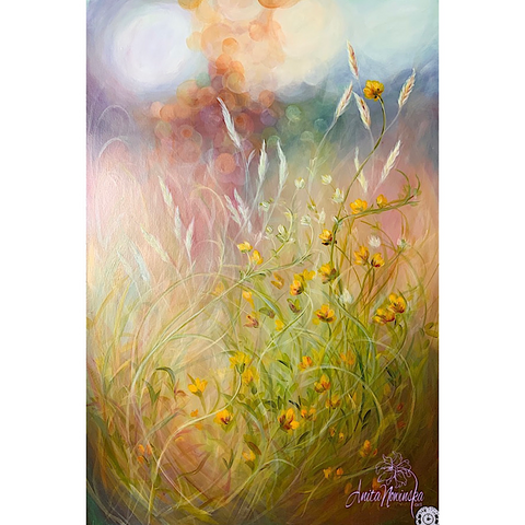 Buttercup Flowers Watercolor Wall Art Print Meadow Buttercups