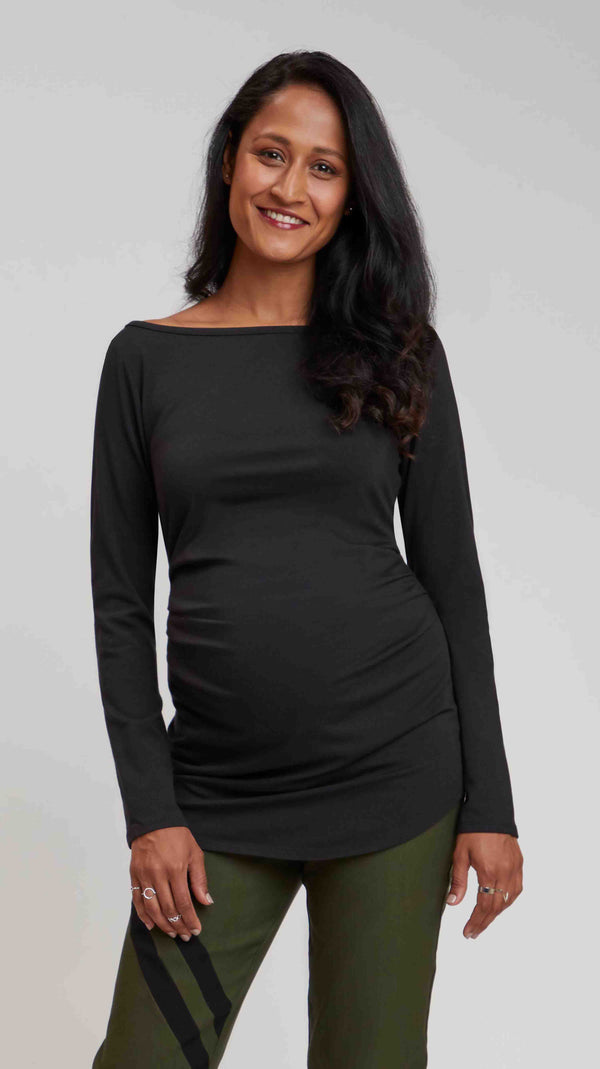 Maternity Long Sleeve T-Shirt with Leggings - Black