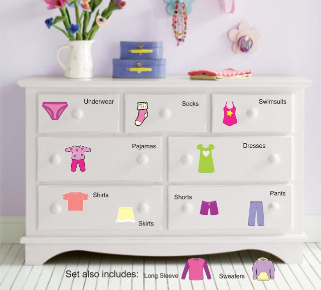 Dresser Clothing Decal Labels Girls Dresser Labels Girls