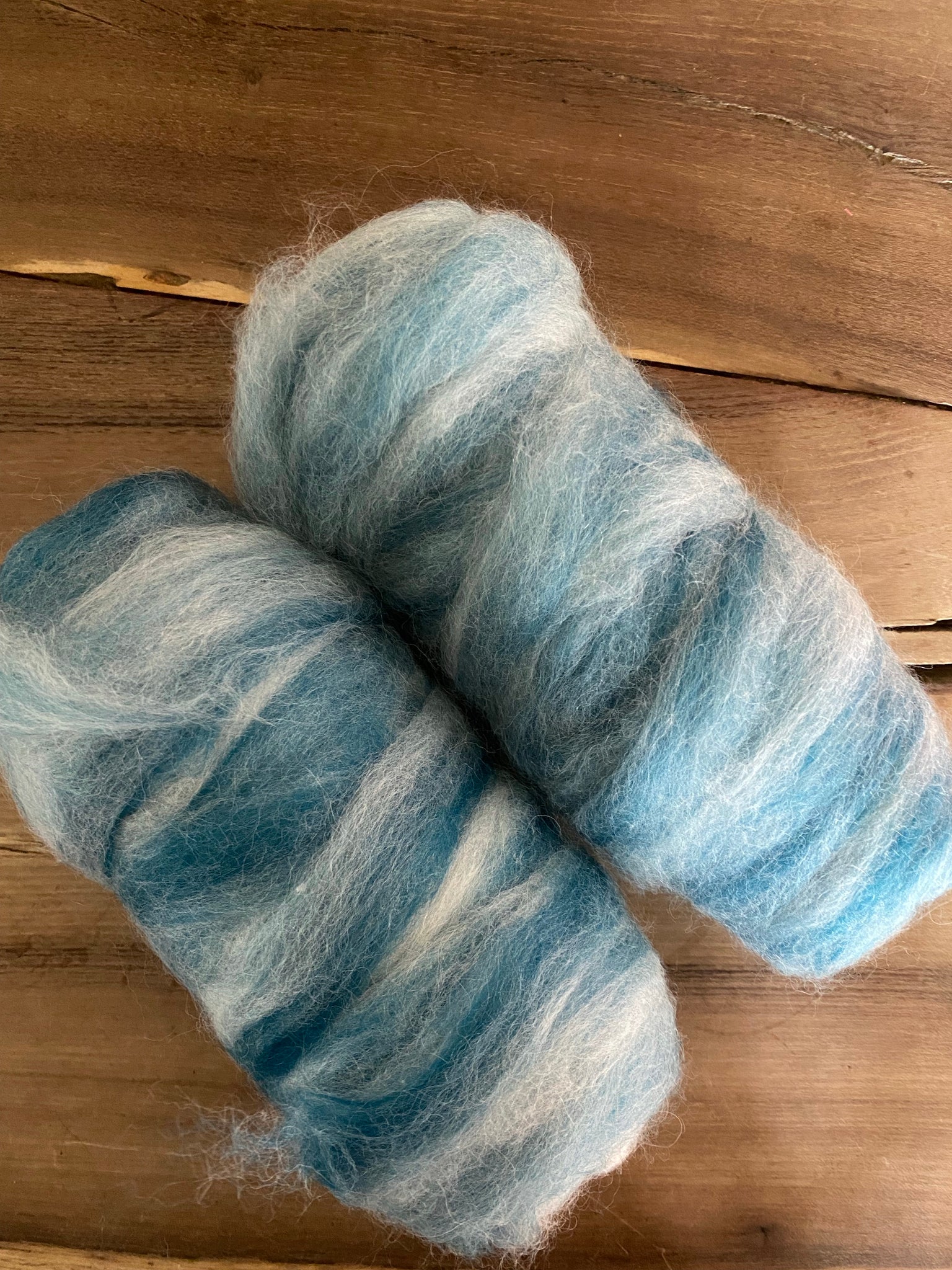 Alpaca Teal blue blend roving with silk