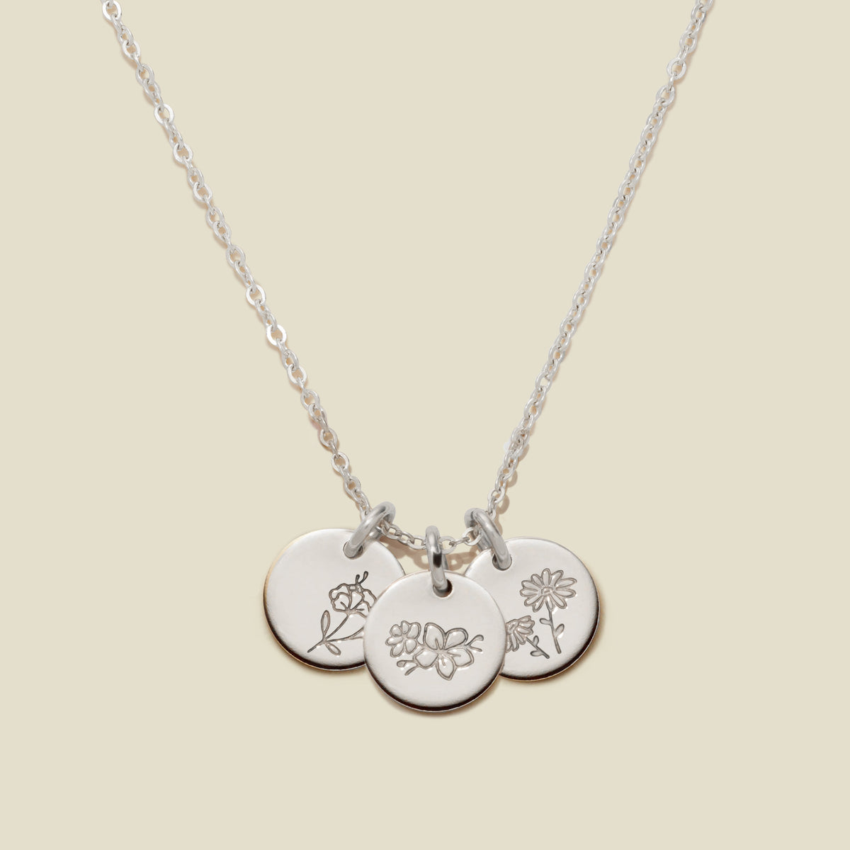 Birth Flower Stacker Necklace | 3/8" Disc