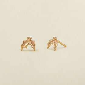 March Birth Flower Stud Earrings, Gold Vermeil