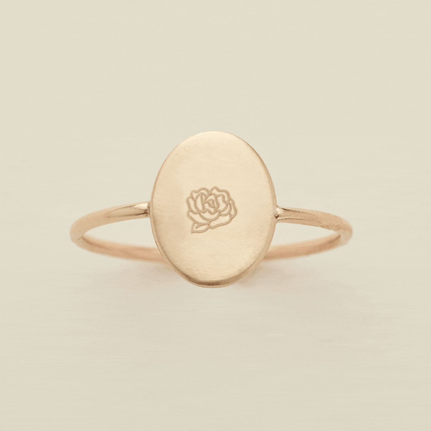 Image of Oval Customized Ring - Initial or Birth Flower