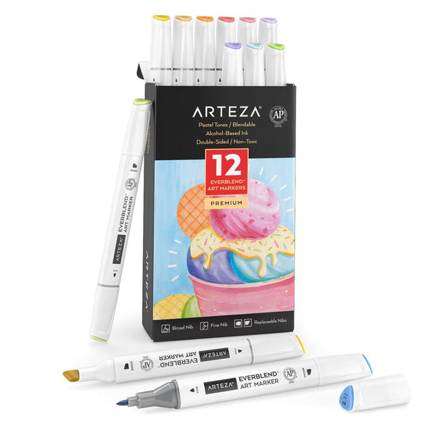 Arteza EverBlend Dual-Tipped Art Markers Art Supply Set, Gray Tones - 36  Piece 