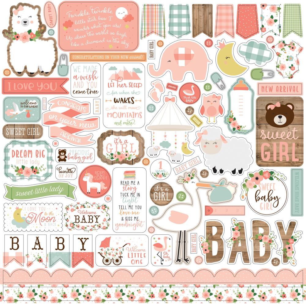 Echo Park Baby Girl Cardstock Stickers 12in X 12in Elements Craftonline