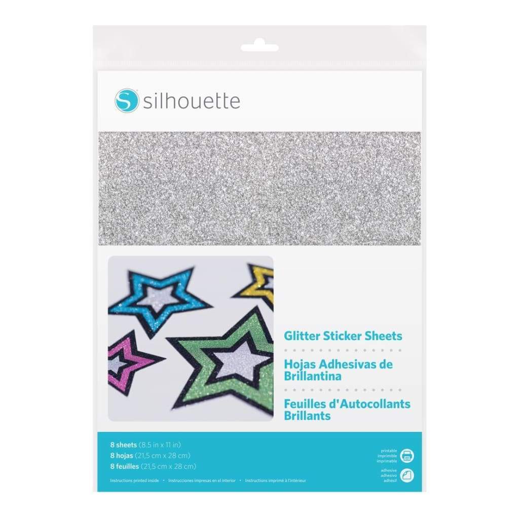 silhouette printable glitter sticker paper 8 pack