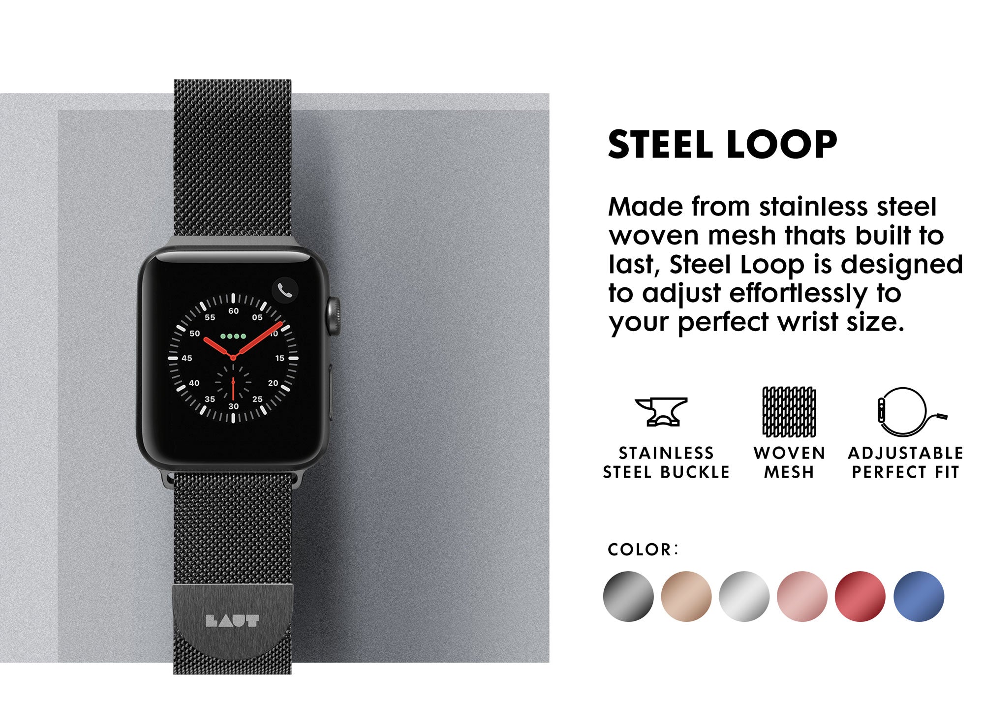 Steel Loop Watch Strap For Apple Watch Series 1 2 3 4 5 Stainless Steel Laut Europe