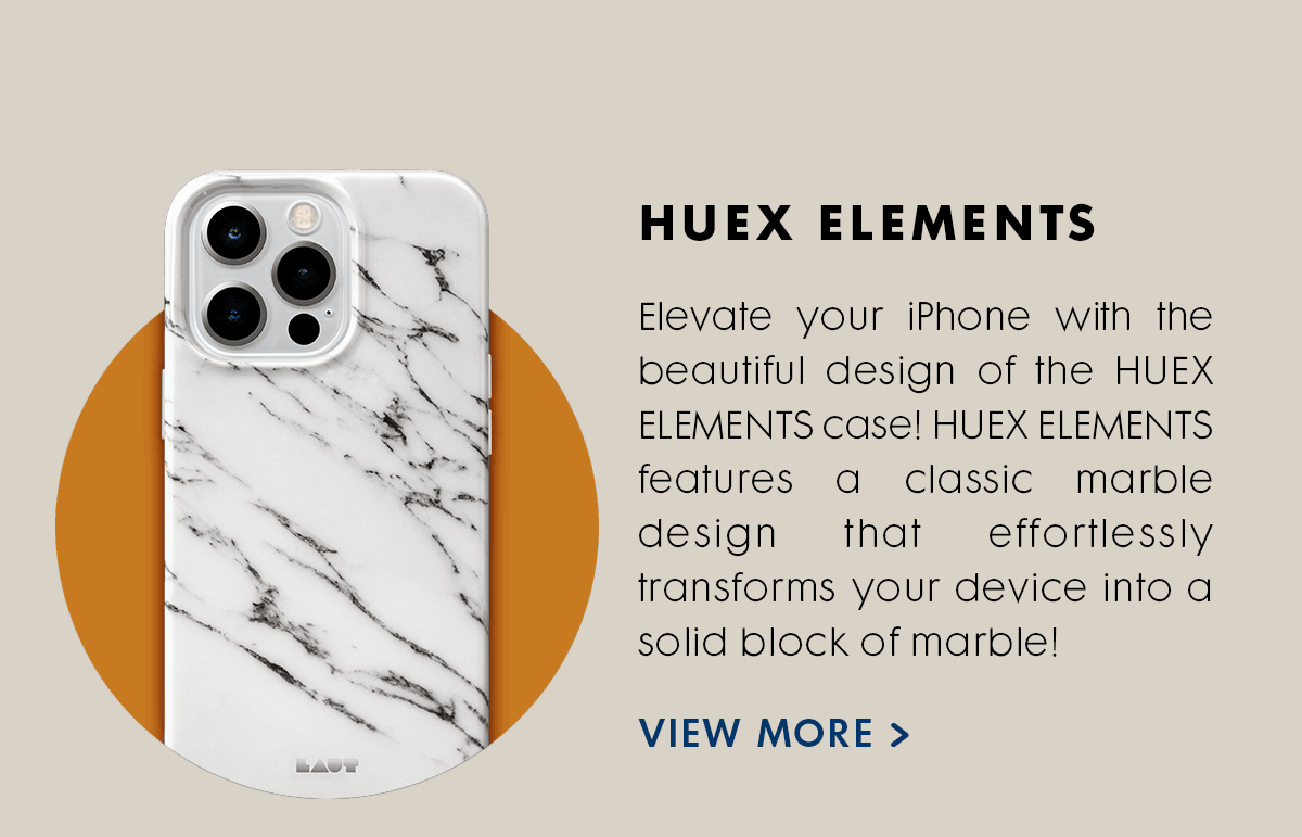 HUEX ELEMENTS  Elevate your iPhone with the beautiful design of the HUEX ELEMENTS case! HUEX ELEMENTS features a classic marble design that effortlessly transforms your device into a solid block of marble! 