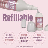 Roll-on graphic letting you know you could use up to 65% less plastic by refilling