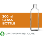 300ml Glass bottle containing 30% recyclate