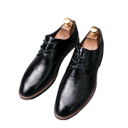 New cross-border popular leather shoes men's business leisure Korean Plaid small leather shoes wholesale
