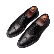 Brock men's shoes brown pointed lace up business dress shoes British retro shoes