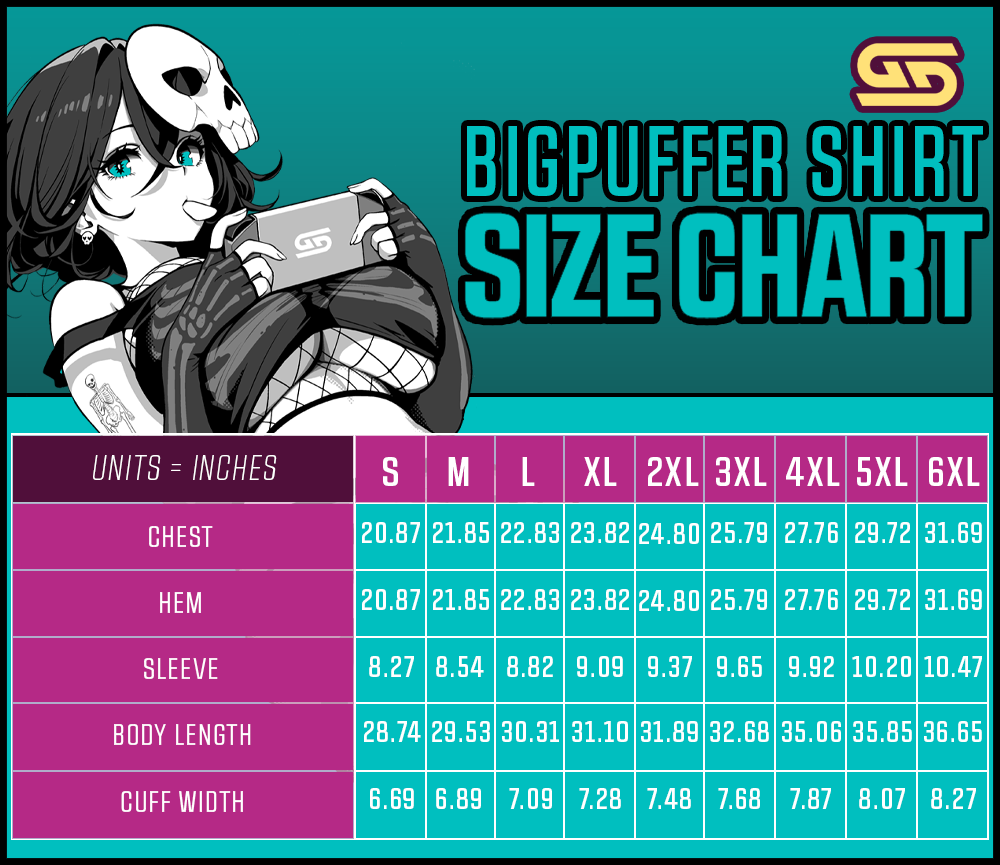 BigPuffer Shirt Size Chart