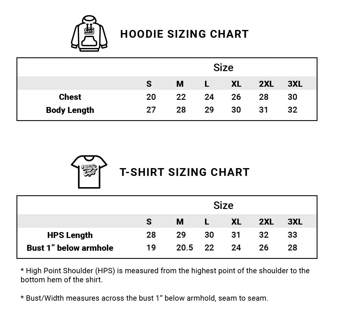 hoodie and shirt size chart