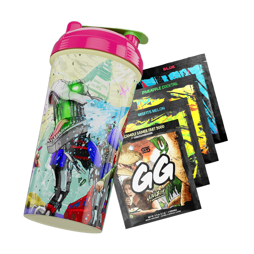 Assortment of 2 - GamerSupps GG 24oz, All Over Print Badger Shaker Cup,  Limited - Dutch Goat