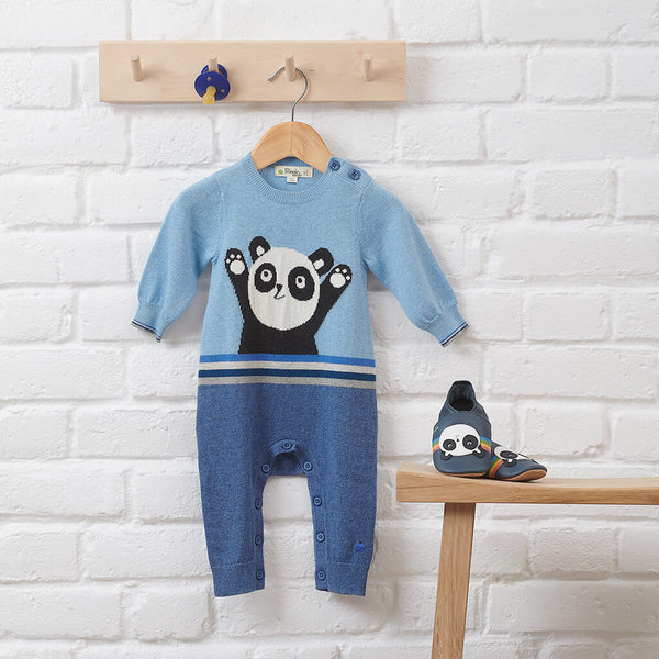 blue panda baby outfit bobux x bonnie mob collab