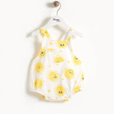 organic sunshine print baby romper