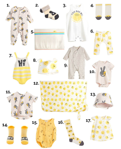 yellow and bunny organic clothes for baby's first easter