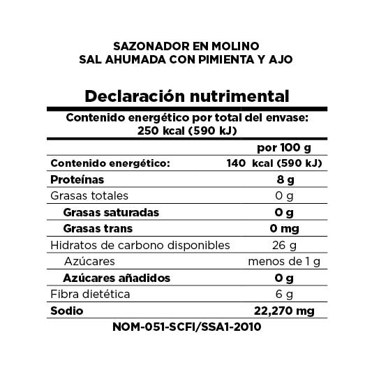 sazonador en molino con pimienta y ajo 