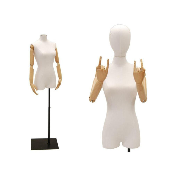 female-pure-white-linen-dress-form-with-arms-mm-1wlarm-mannequin-mall