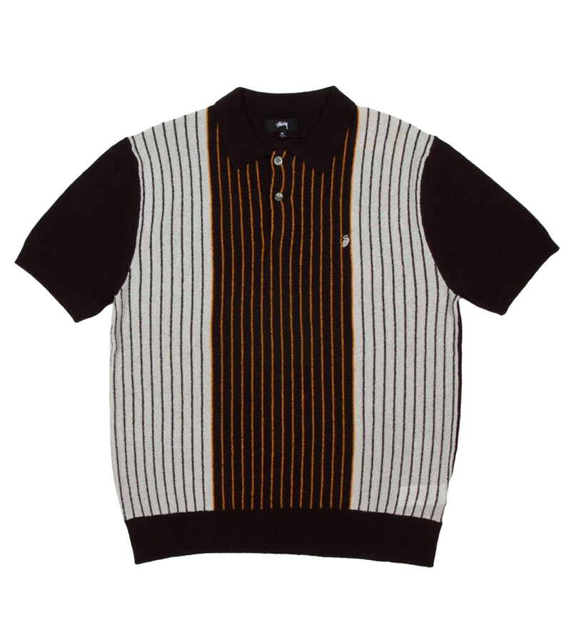 Textured S/S Polo Sweater (Black Stripe) – Proper