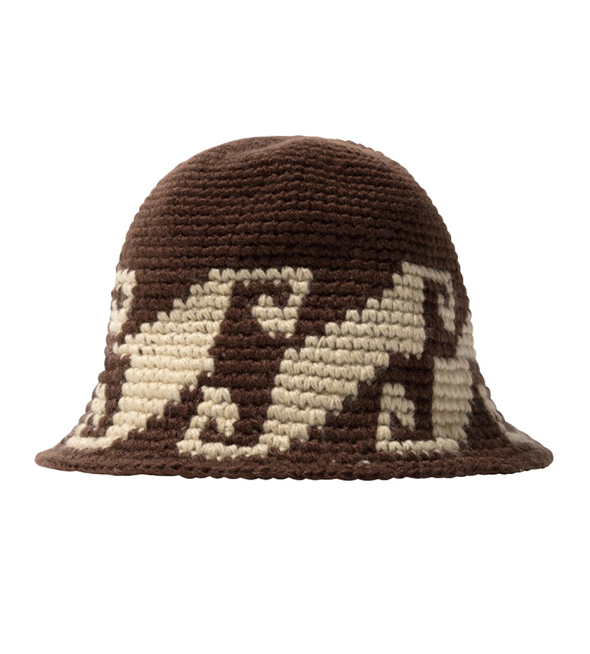 Waves Knit Bucket Hat (Brown)