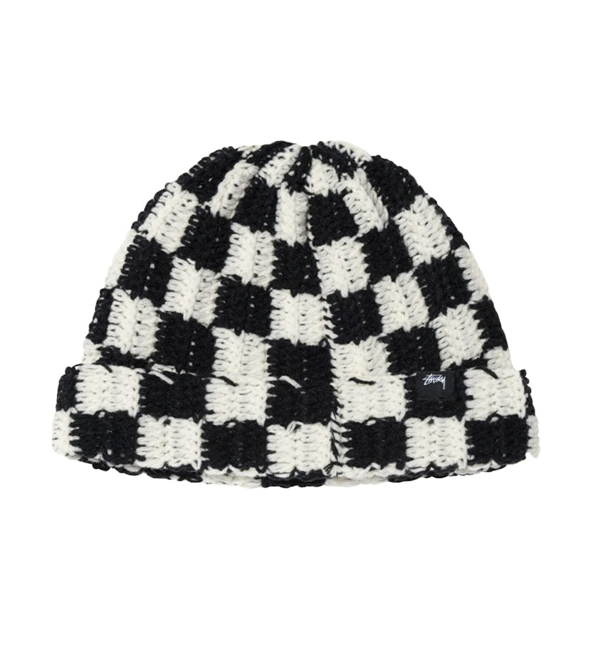 Crochet Checker Beanie (Black)