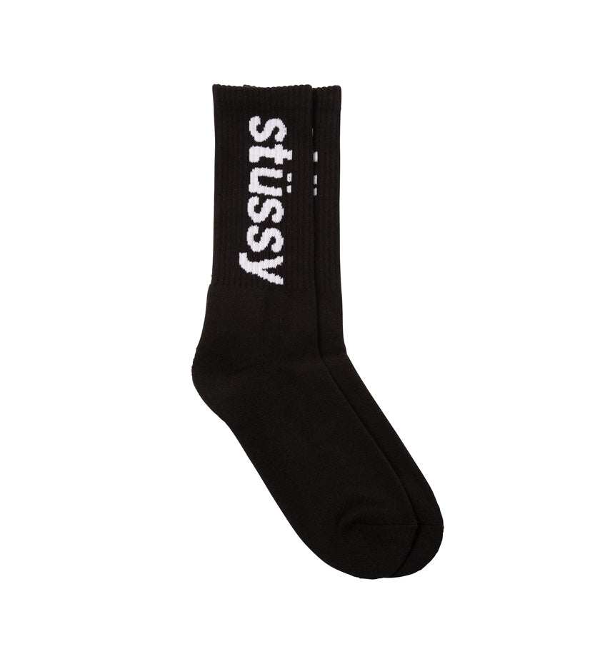 Helvetica Jacquard Crew Socks (Black)