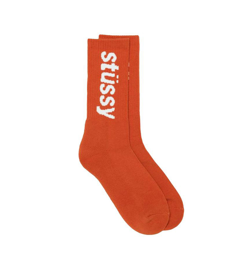 Helvetica Jacquard Crew Socks (Orange)