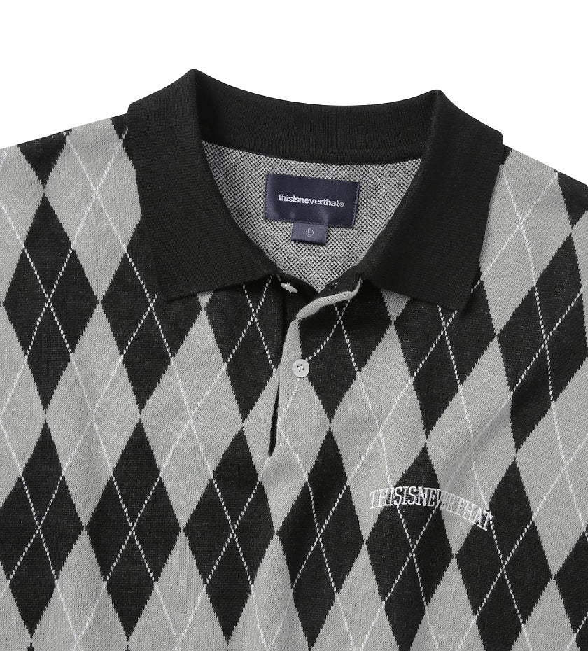 Argyle S/S Knit Polo (Black)