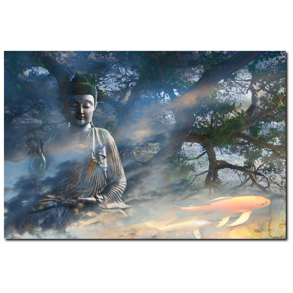 Buddha with Lotus - Canvas Print - Zen Meditation Art - Living Radianc –  Fusion Idol Arts