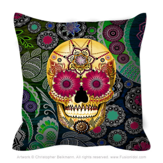 Floral Sugar Skull - Canvas Print - Solid Surface with Fully Finished –  Fusion Idol Arts