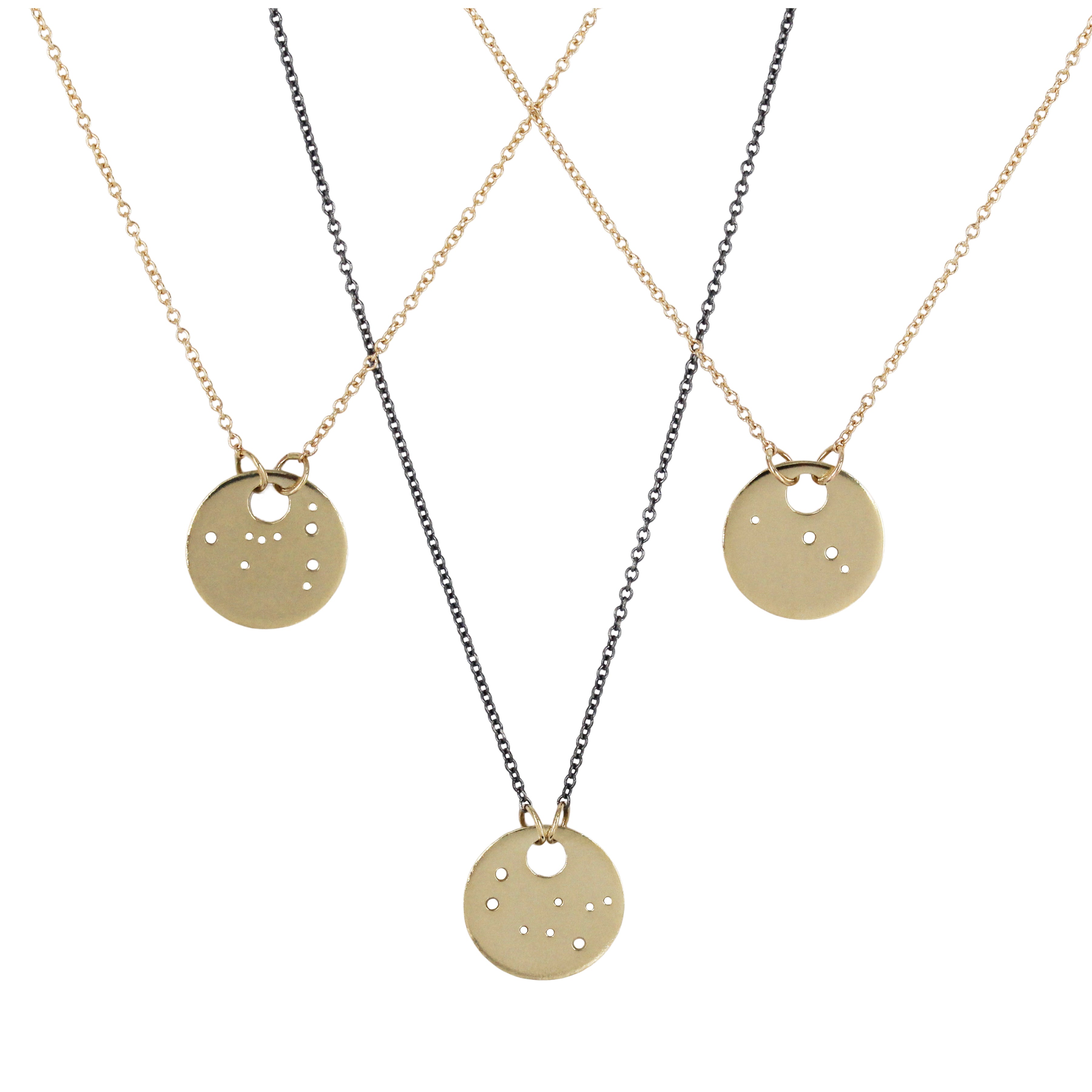 Aries 14k Yellow Gold Zodiac Constellation Necklace