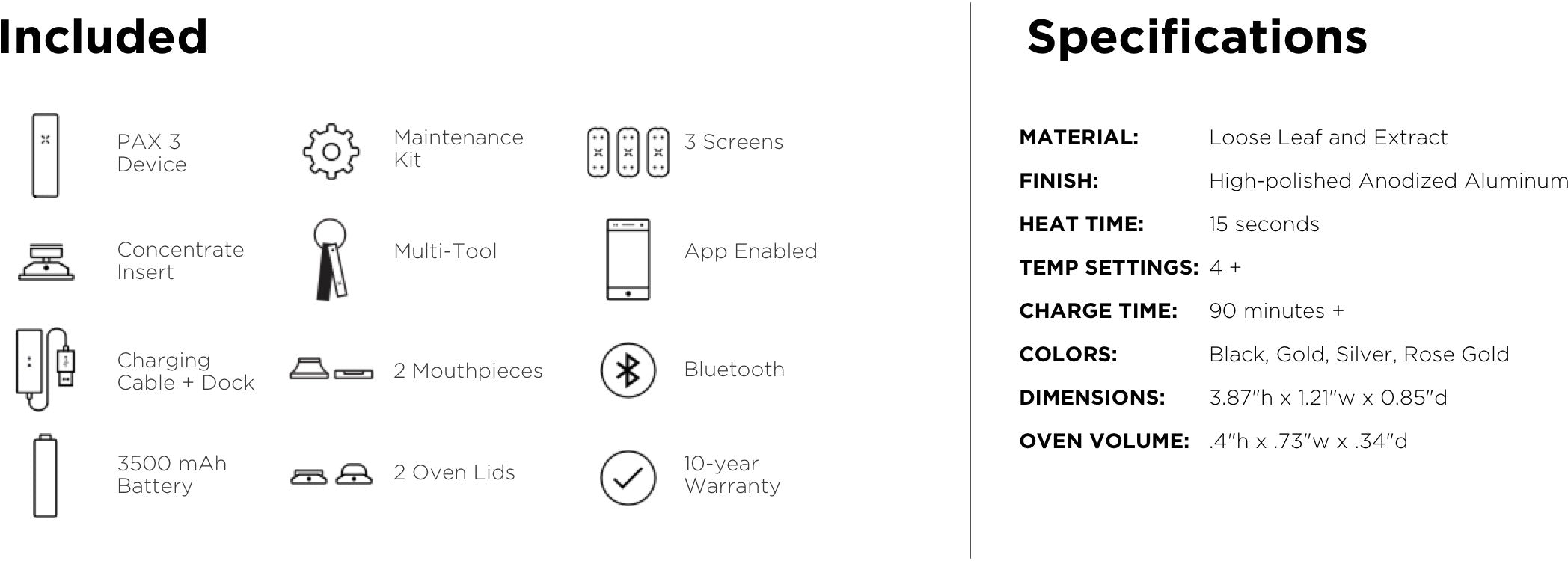 Pax 3 accessories included