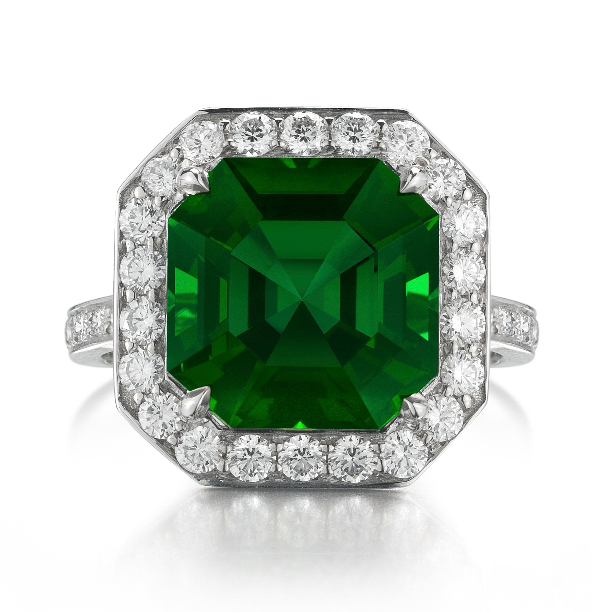 Buy 18kt white gold Green Tourmaline and Diamond Ring | Paolo Costagli