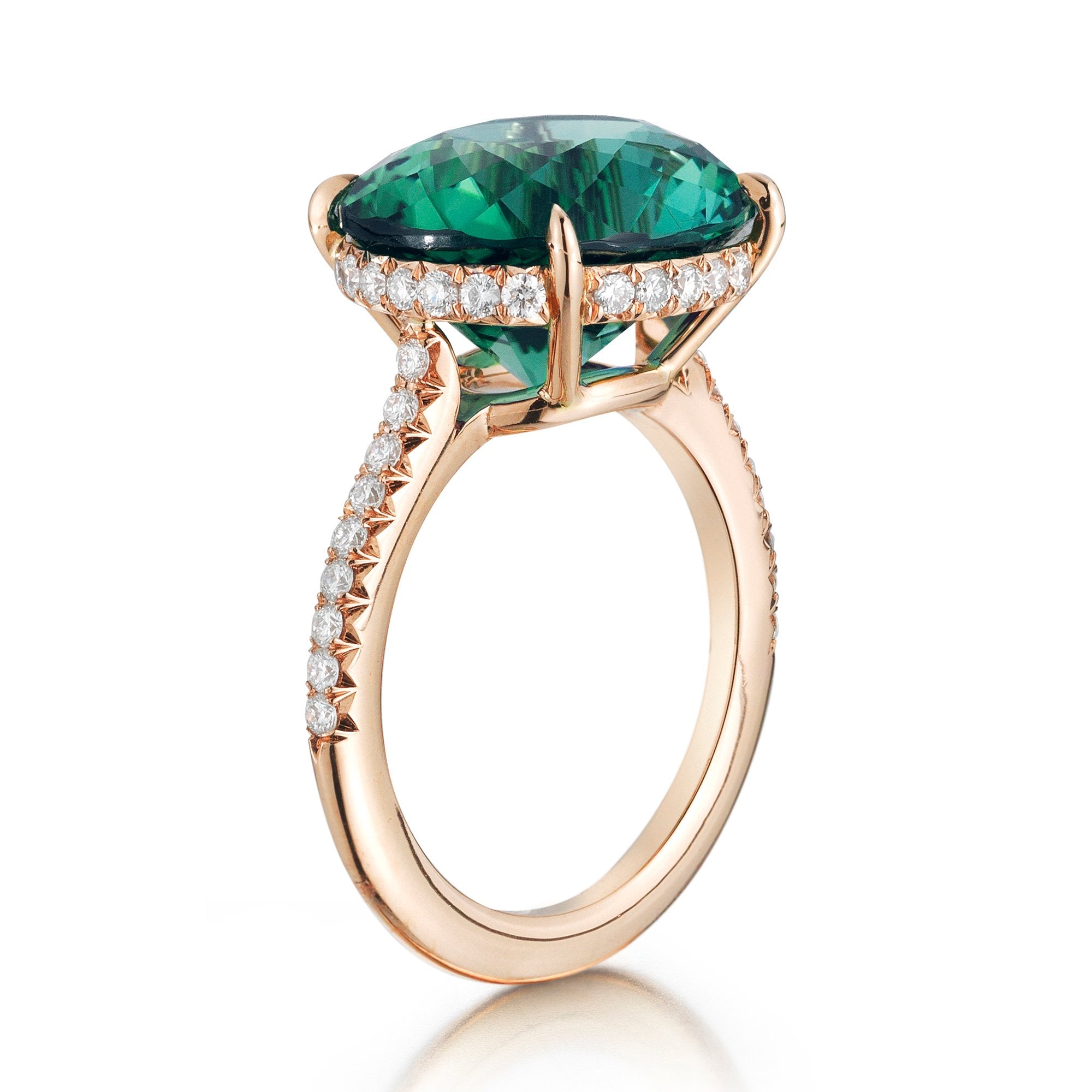 Green Tourmaline and Diamond Ring