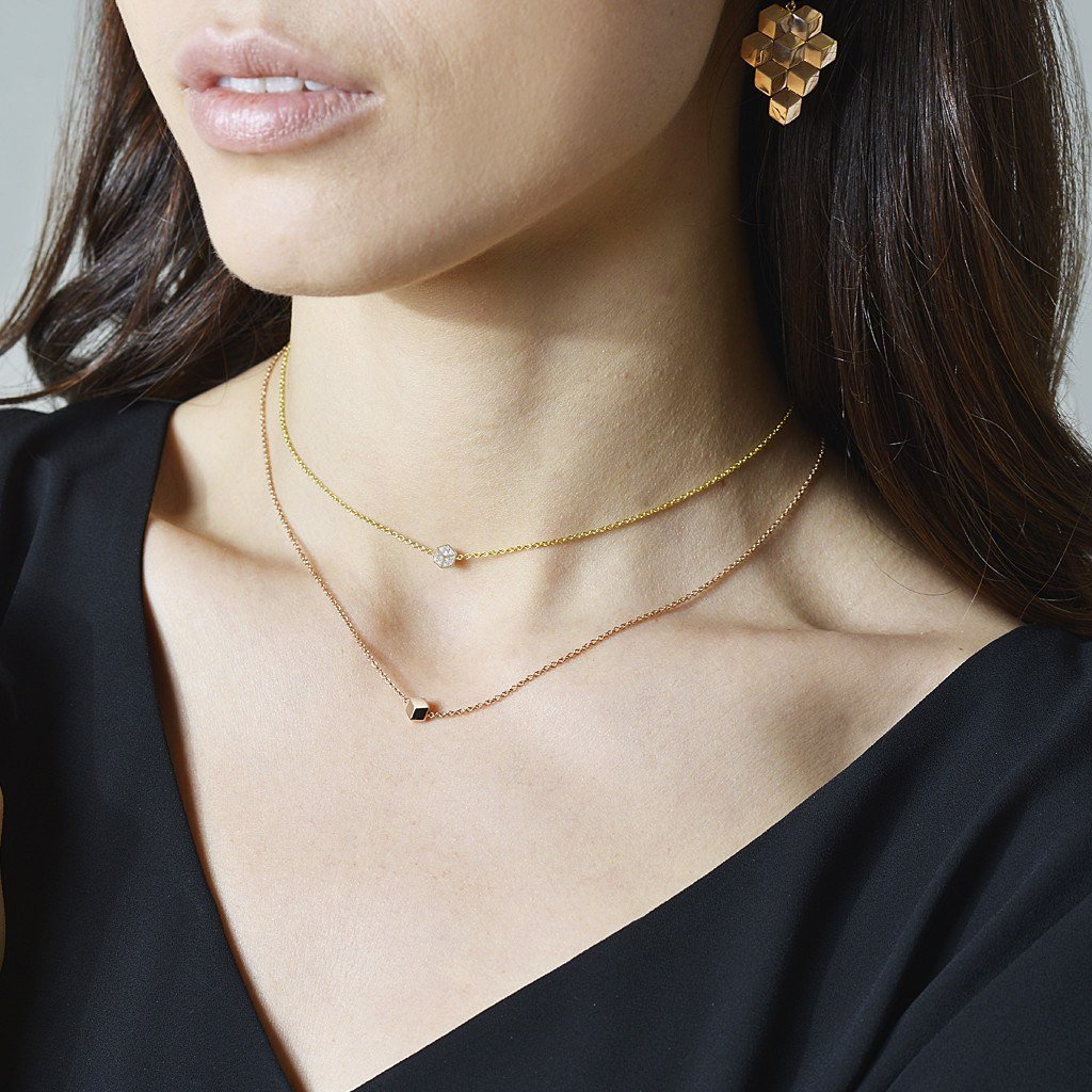 18kt Rose Gold Unique Natalie Diamond Pendant Necklace