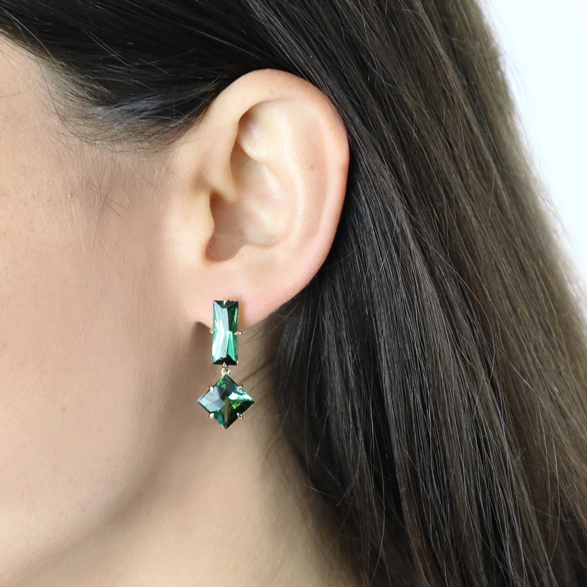 18kt Rose Gold Green Tourmaline Earrings