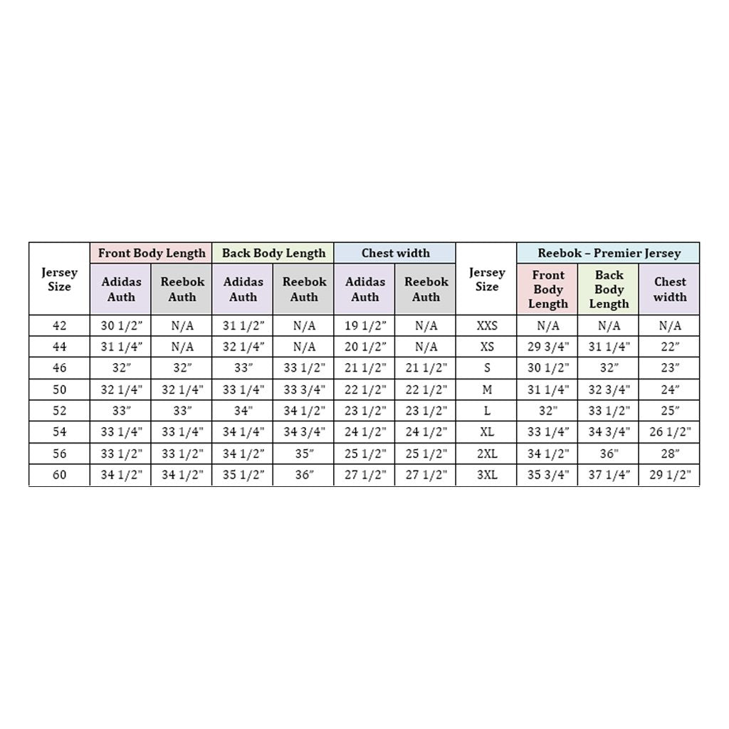 adidas authentic jersey sizing