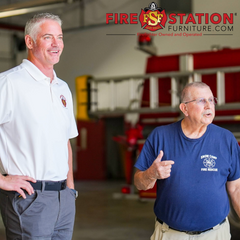 Brandon Dunn, Snow Camp Fire Chief reviewing Fire Department Furniture purchase