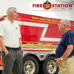 Brandon Dunn, Snow Camp Fire Chief discussing Fire Department Furniture purchase