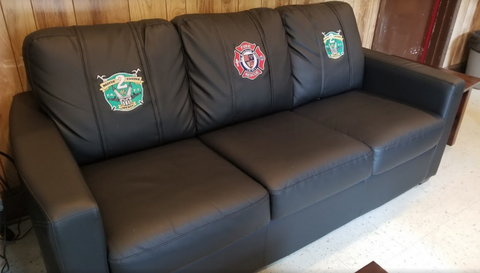 King George Fire DUTY-BUILT CUSTOM EMBROIDERED STATIONARY SOFA