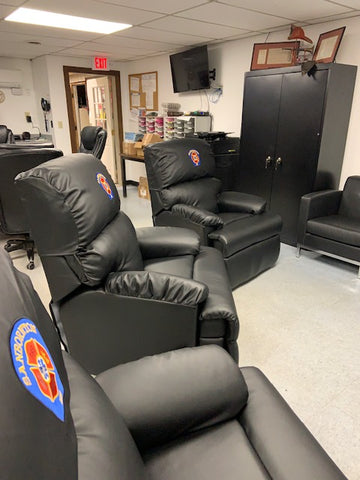 Ultimate Firefighter Recliner in use in Sanbornton Fire and Rescue's day room.